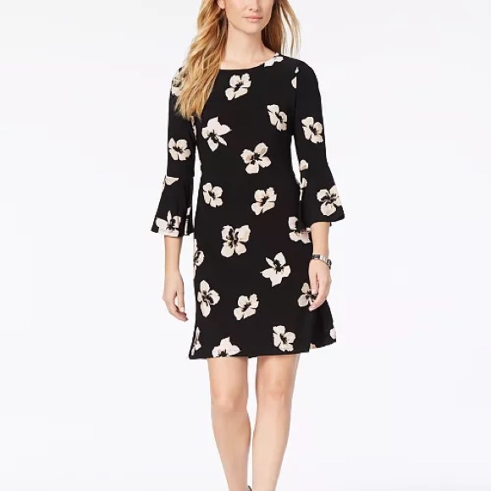 Tommy Hilfiger Jersey Bell Sleeve A-Lin Floral Dress